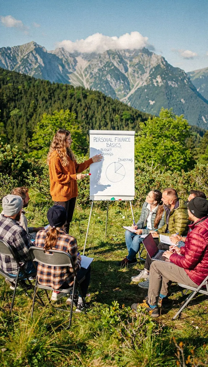 Persoană care ia notițe în timpul unui curs financiar offline.
